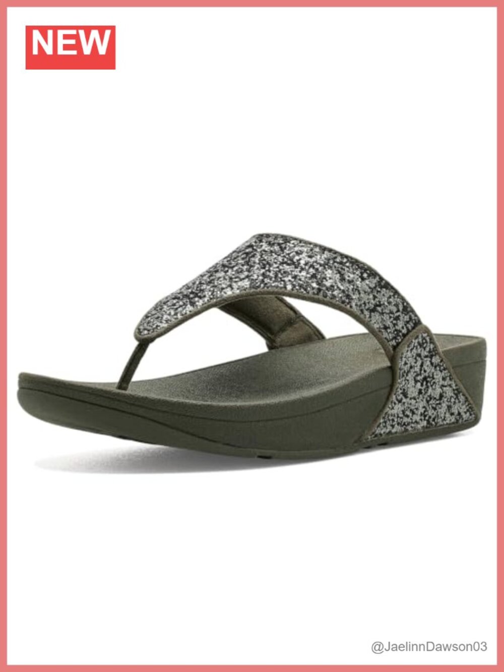 FitFlop Lulu Glitter Toe-Post Sandals Wedge Heel PU Slip Resistant